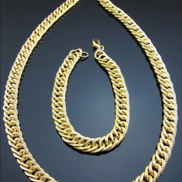 Set Gold-plated Fashion Men'sNecklace Bracelets